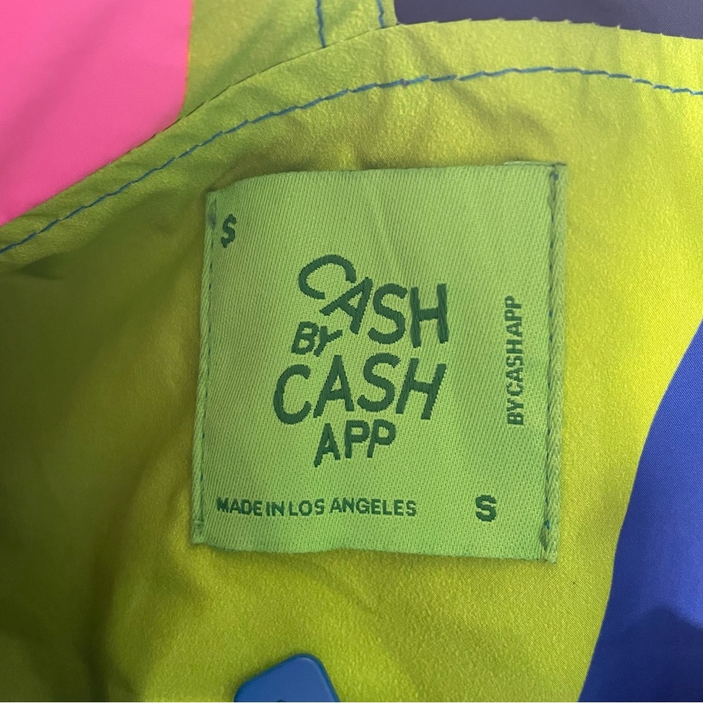 Cash by Cash App Portal 2 Portal Raincoat Men's Small Blue Metal Snap Button - Picture 6 of 11